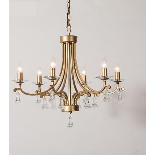 Nordic style Crystal Chandelier Country Iron Art Light Luxury Living Room Dining Room Lamp Modern High-grade Chandelier Lighting