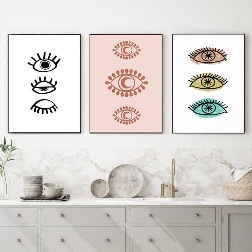 Line Evil Eye Drawing Bohemian Art Canvas Painting Nordic Posters And Prints Wall Picture For Living Room Boho Home Decor Mystic