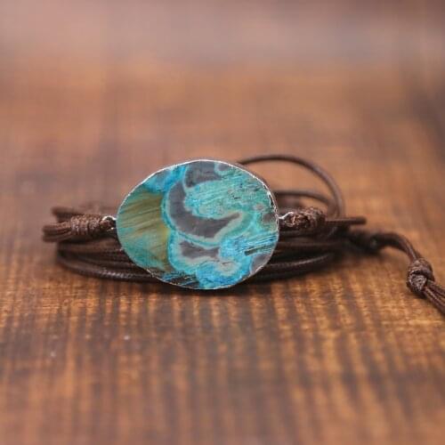 2019 Leather Bracelet Unique Mixed Natural Stones Gilded Stone Charm 5 Strands Wrap women men Bracelets Handmade Boho Bracelet