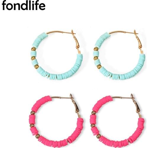 6mm Polymer Clay Heishi Beads Summer Surf Earrings Women Girl Trendy Beaded Zinc Alloy Cute Nice Bohemian Jewelry Present