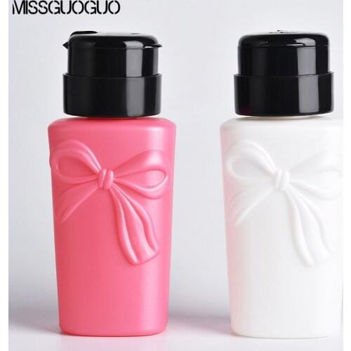 Missguoguo Liquid Alcohol Pump Press Empty Nail Cleaner Gel Polish Remover Press Pumping Dispenser Bottle Refillable Container