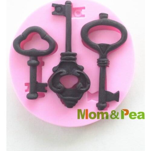 Mom&Pea 0502 Free Shipping Keys Shaped Silicone Mold Cake Decoration Fondant Cake 3D Mold Food Grade Silicone Mould
