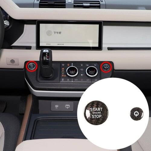 Car Starter Trim For Land Rover Defender 2020-2022 Real Carbon Fiber One-click Start Patch Car Decoration