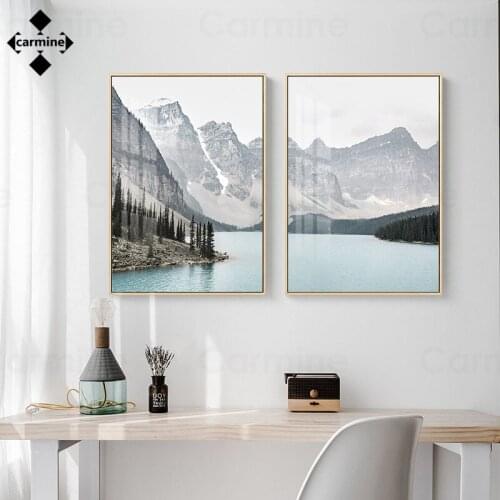 Wall Decor Landscape Canvas Painting Mountain Scenery Modern Grey and Misty Poster and Print Hd Picture for Home Room Decoration