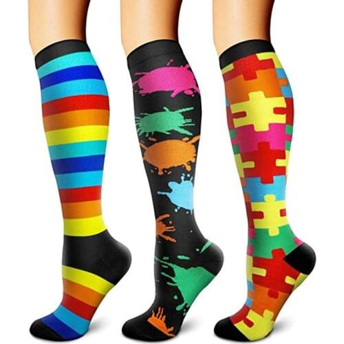 Unisex Compression Sock Solid Nylon Varicose Vein Women Shaping Travel Stretch Pressure Circulation Shank Sock For Men Cycling