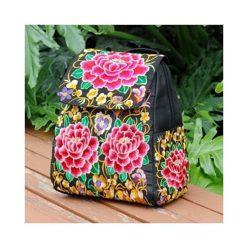 New coming national floral embroidery shopping cover backpack!Nice bohemian prints women casual backrack All-match hasp backruck