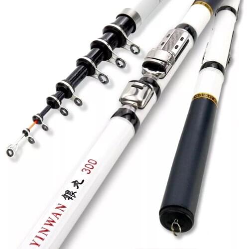 JOSBY Mini Portable Carbon Fiber Fishing Rod Spinning Telescopic Ultralight Quality Travel Boat 3.0/2.7/2.4/2.1/1.8/1.5M