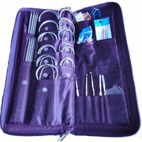 Smooth Stainless Steel Straight Needle Circular Needles Knitting Needles Crochet Hook Weave Set DIY Sewing Knitted Needle Kits