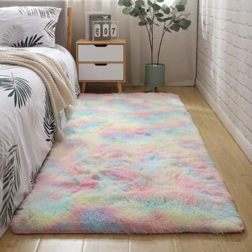 Variegated Long Hair Tie Dye carpet Hotel foot pad Plush carpet Custom bedroom living room coffee table carpet Home Decoration