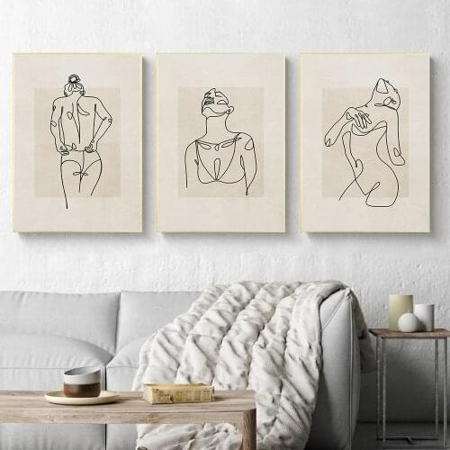 Woman Body Line Drawing Canvas Prints Abstract Female Wall Art Painting Minimalist Poster Wall Pictures Living Room Home Decor