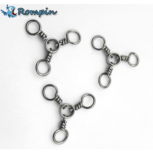 Rompin 30pcs/bag Fishing 3 Ways Swivel Sea Rock Fishing Tackle Barrel Triple Swivels Accessory Connector Fishing Tackles