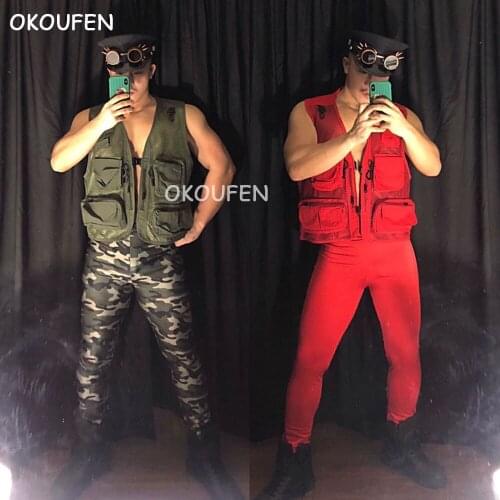 Bars nightclubs mens and womens stage costumes sexy night ds Army military uniform theme vest costumes