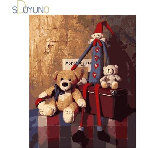 SDOYUNO diy painting by numbers with frame for adults Cartoon doll pictures by numbers diy HandPaint Unique Gift For Home Decor