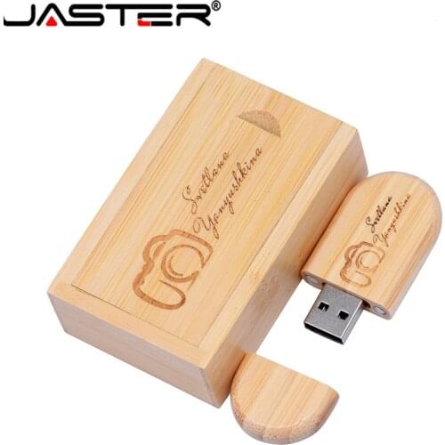 JASTER Wooden USB With Box usb flash drive Laser Engraving pendrive 8GB 16GB 32GB For Photography Wedding (free custom logo)