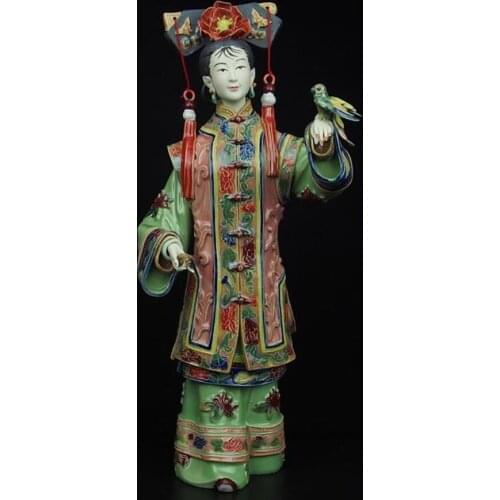 High 12inch !!! Collection Chinese handmade ceramic Statue/Palace Ladies style about the Qing Dynasty Sculpture Shipping