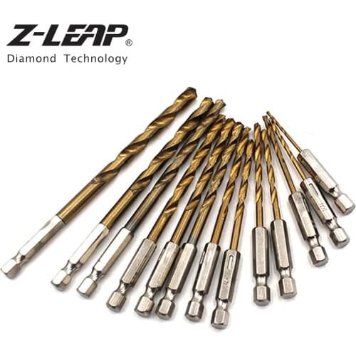 Z-LEAP 13 Piece Set Titanium Plated Titanium-plated twist drill Tools Accessories For Wood, Plastic and Soft metal Materials
