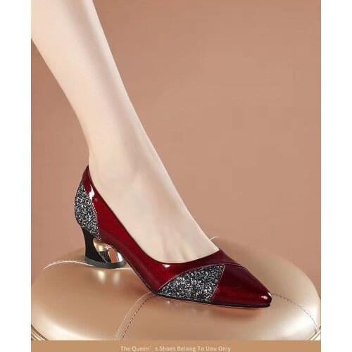 Women fashion high quality stylish designer party heel shoes lady plus size comfort heel shoes for night club a6406w