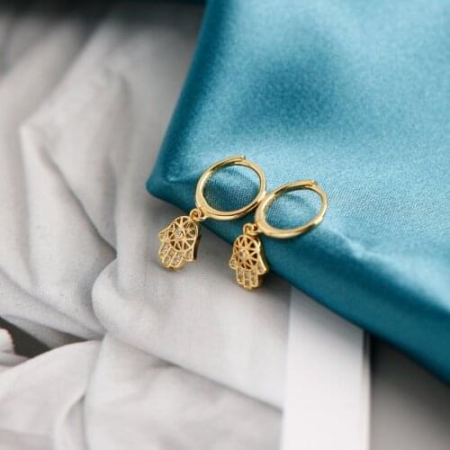 LOOXI New Silver Gold Color Silver Pave Zircon Demon Palm Stud Earring for Fashion Women Punk Bohemian Jewelry Accessory Brincos