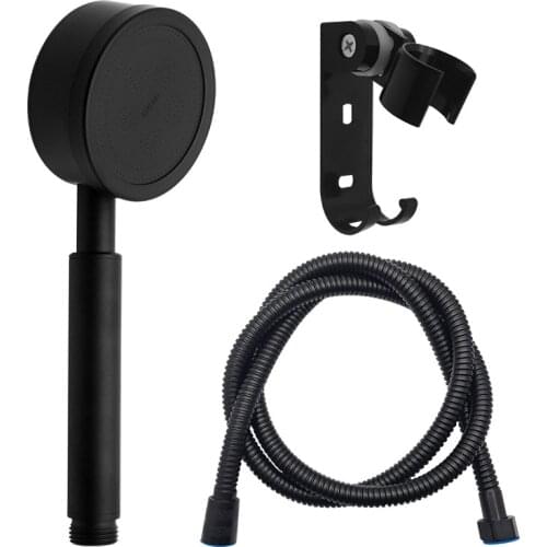 1 Set Bathroom Shower Head 304 Stainless Black/Brushed High Pressure Water Saving Rainfall Wall Mounted Shower Head Hose Holder