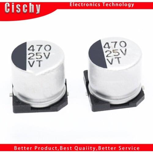 10Pcs/lot SMD aluminum electrolytic capacitors 25v/470 uf volume 10x10.3MM SMD capacitance