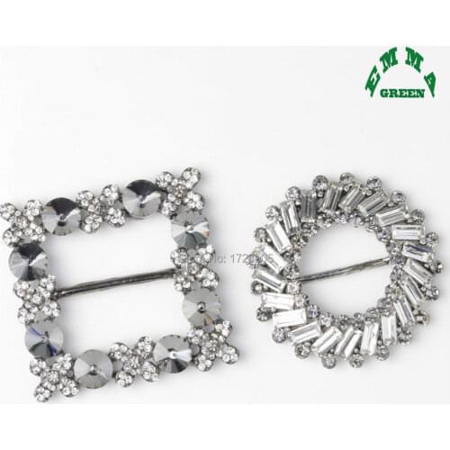 Buckle Clip Pin Button Hair Center Wedding Geometric Round Circle Square Crystal Embellishments 10 pcs Flatback Metal