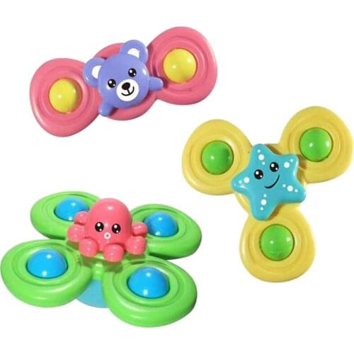 3x Funny Baby Bath Spinning Top Sucker Spinner Toy Cartoon Animals Kids Gift