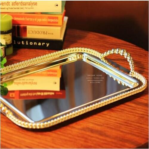 42x28cm rectangle metal silver plated serving tray for cake pastry desserts cups dish silver tray for home decoration FT028