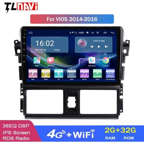 4G LTE 2G RAM Android 10 Car GPS For Toyota Vios 2014-2016 Navigation System Stereo Audio Radio Video Bluetooth