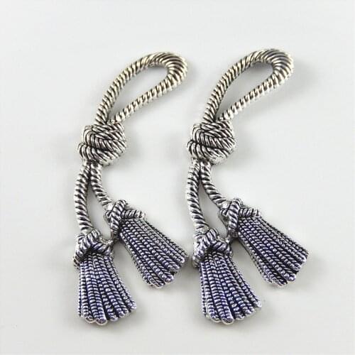 5pieces)Creative Women Rope Bow Tassel Necklace Pendant Alloy Jewelry Bracelet Charms Fashion Gift 85*29mm Handmade Craft 52436