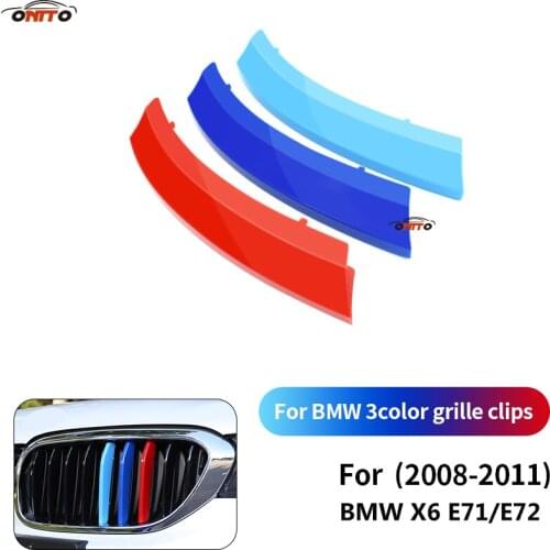 Car Decoration 3 Colors Grille Clips ABS Plastic Stripe Clip Decal Bar Covers Kidney Grille Sticker For X6 E71 E72 2008-2011