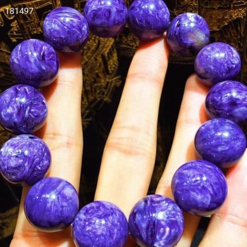 Genuine Natural Purple Charoite Gemstone Bracelet 16mm Charm Round Beads From Russia Fashion Stone For Women Men AAAAA