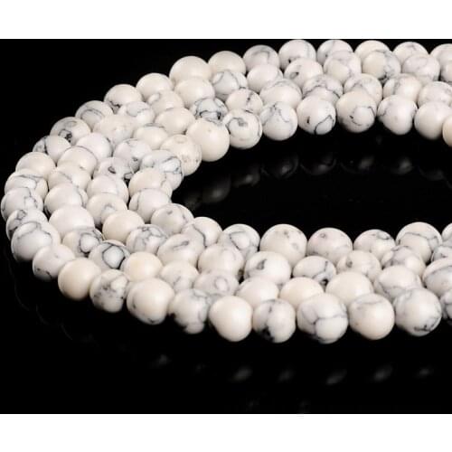 1strand/lot 4 6 8 10 12 mm Smooth Round Natural Beads White Turquoises Spacer Bead For Jewelry Making DIY Necklaces Bracelets