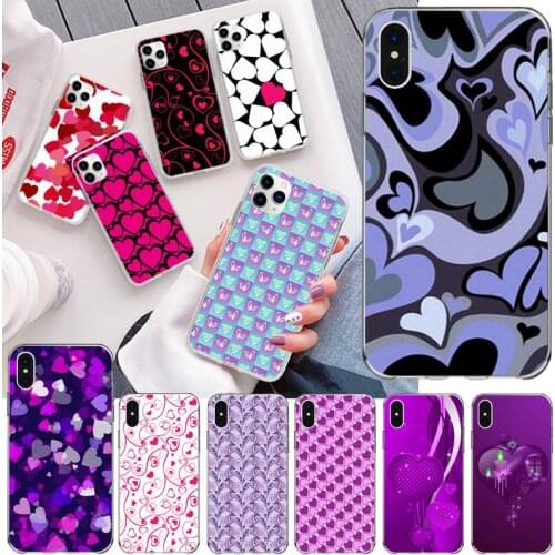 Purple heart swirl pattern Phone Case for iphone 12 pro max mini 11 pro XS MAX 8 7 6 6S Plus X 5S SE 2020 XR cover