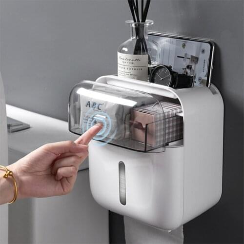 Toilet Paper Roll Holder Wall Mounted Creative Waterproof Storage Box Towel Holder Tray Tissue Box Shelf Bathroom Accessories