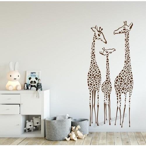 Nursery Giraffe Wall Decal Giraffes Safari Nursery Decal Vinyl Set of 3 Giraffes Animal Wall Stickers for Kids Room Decor B168