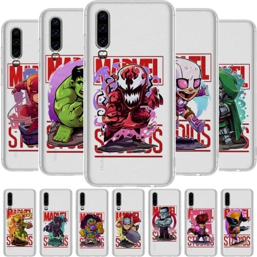 Disney Marvel Anime Transparent Clear Phone Case For Huawei Honor 20 10 9 8A 7 5T X Pro Lite 5G Etui Coque Hoesjes Comic Fash