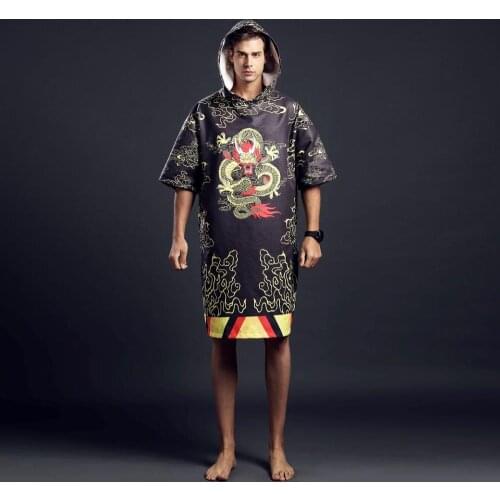 Hiturbo microfiber beach poncho towel dragon robe water absorbent quick dry for swimming diving