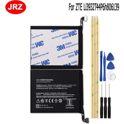 JRZ For ZTE Li3932T44P6h806139 Phone Battery For ZTE Nubia Z17 NX563J 3100mAh Hight Capacity Replacement Batteries with Tools