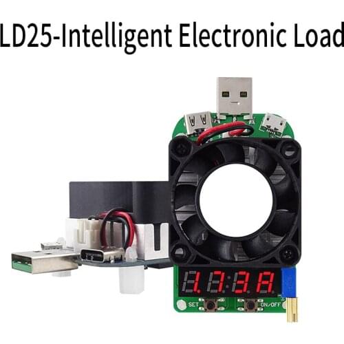LD25/LD35 USB Interface Electronic Load Resistor Discharge Battery Test LED Display Fan Adjustable Current Voltage 25W/35W