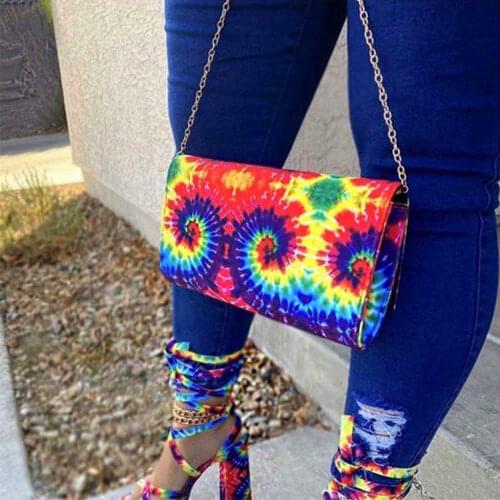 2021 INS HOT Handbags Shoulder Bag Crossbody Bag Tie Dye Printed Chains Purse Universal Party Ladies Women Dinner Bags