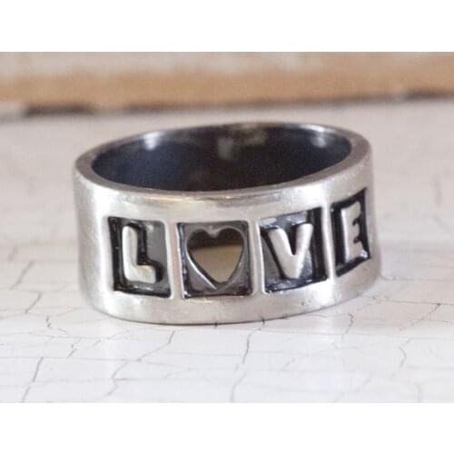 LOVE THEMED HAND WORK BAY WOMEN 'S SILVER RING