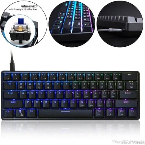 GK61 SK61 61 Key Mechanical Keyboard USB Wired LED Backlit Axis Gaming Mechanical Keyboard Gateron Optical Switches My17 21
