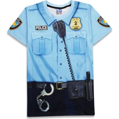 Hot Faux Real Police Uniform 3D T-shirt Print Kawaii Funny Men Suit Pullover Unisex Comfortable Homme Top Kids Costume Clothing