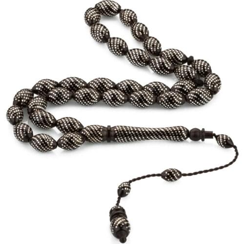 Kuka Dotted Embroidered Rosary Men Barley Cut Rosary Arabic Tasbih Bead Tassel Made in Turkey