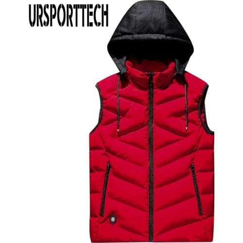 Mens Vest Winter Down Vest Casual Waistcoat Mens Sleeveless Jacket Plus Size 8XL Warm Men Vest Overcoats Hat None Detachable