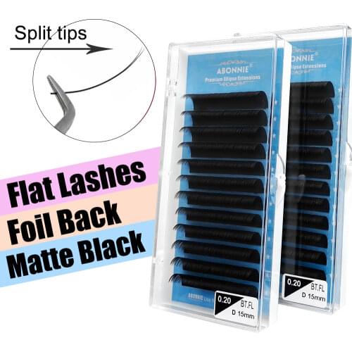 Abonnie Private Label Flat Ellipse Split Custom Matte Classic Eyelashes Extension Professional Volume Eyelash Extensions