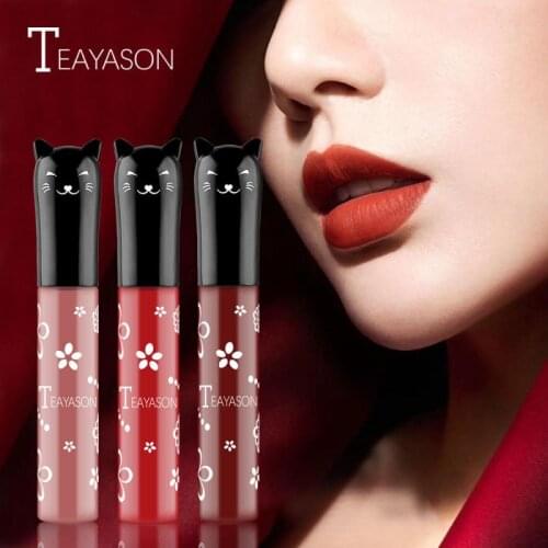 NEW Matte Lip Glaze Student Cute Kitten Lipstick Non-stick Cup Non-fading Waterproof Lip Gloss Cosmetics TSLM1