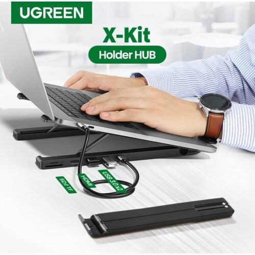 【NEW • X-Kit Holder HUB】UGREEN USB HUB Docking Station USB C 4K HDMI TF SD 2 USB 3.0 Ports Laptop Stand for Macbook Dell USB HUB