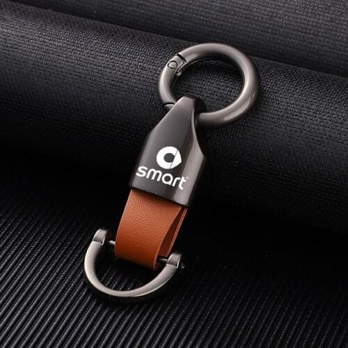 New Leather key Chain Man Metal Waist Hanging KeyChain Custom logo For Smart Fortwo Forfour 453 451 450 car KeyChain accessories