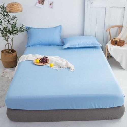 New Product 1pc 100%Polyester Fitted Sheet Mattress Cover Solid Color Four Corners With Elastic Band Bed Sheet